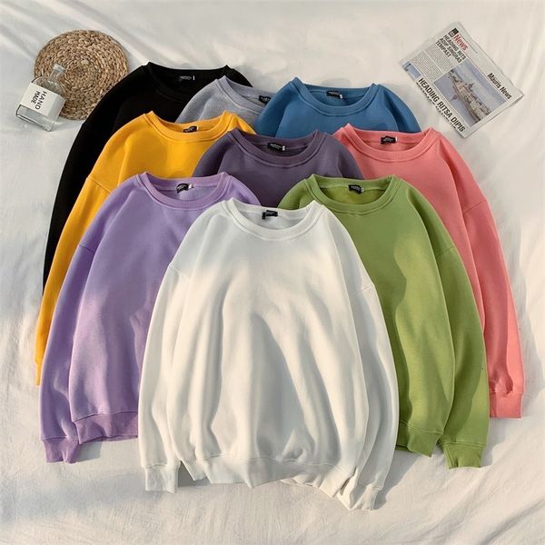 

2020 autumn sweater men's simple solid color youth men's and women's couple's sweater multicolor long sleeve top, Blue;black