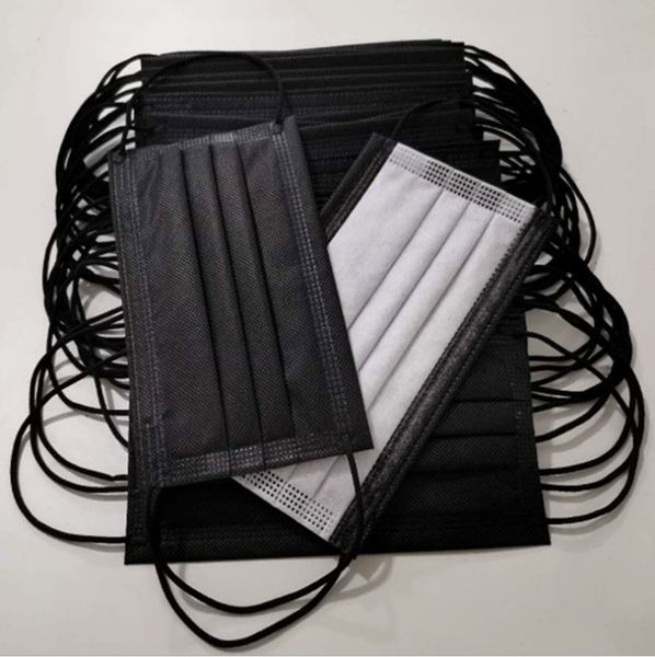 

non 3 black woven in disposable stock face mask 4 ply