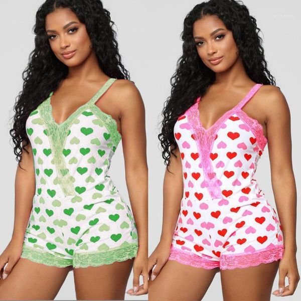 

arrival women hearts printed lace playsuit lady girls v-neck strap rompers fashion sleveless playsuits trainning clothes1, White;black