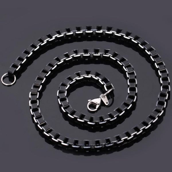 

chains black pendant necklace box chain fashion jewelry aluminium alloy simple 46cm/55cm/66cm sport/causal gift for men bracelets n215, Silver