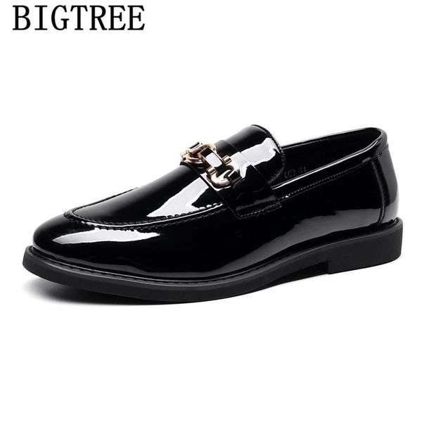 

loafers party shoes men coiffeur suit shoes evening dress patent leather fashion sepatu slip on pria zapatos oxford hombre, Black