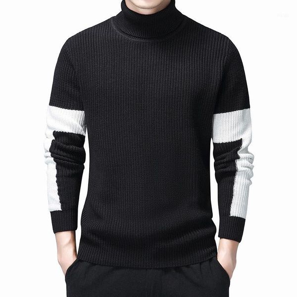 

mens turtleneck sweaters 2020 autumn winter thick warm pullover men knitted cotton sweater men turtleneck jumper clothes 3xl1, White;black