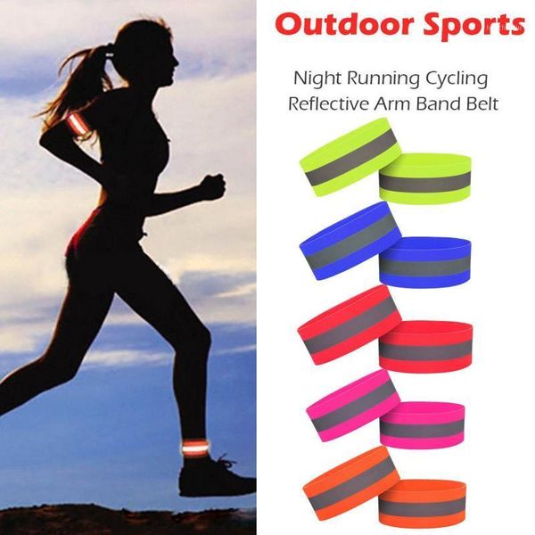 

wrist support reflective bands elasticated armband wristband ankle leg straps safety reflector tape for night jogging walking biking #41, Black;red