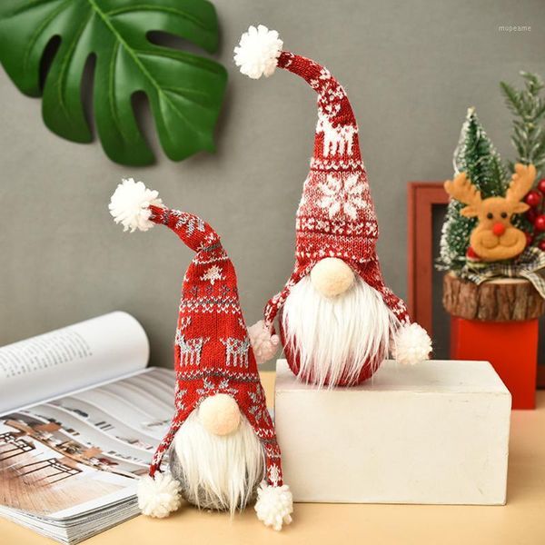 

christmas decorations knitting wool santa claus cloth doll pendant figurines hanging ornament xmas mini cute for home1
