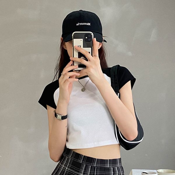 

2021 new 6 colours summer cut-out style short sleeve design women's t-shirt (x1426) 14pn, White