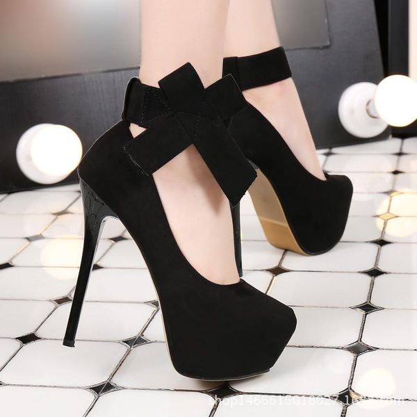 

boots crazy2021 head fashion round hate sky high heel waterproof platform flannel women's shoes bow korean style wedding date 913-52, Black
