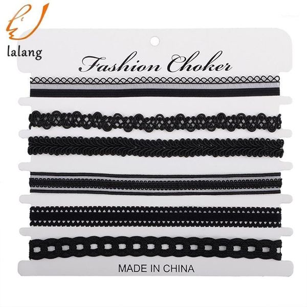 

8 pcs/set charm black velvet lace multilayers pendant choker necklace woman collar necklace party jewelry neck accessories1, Golden;silver