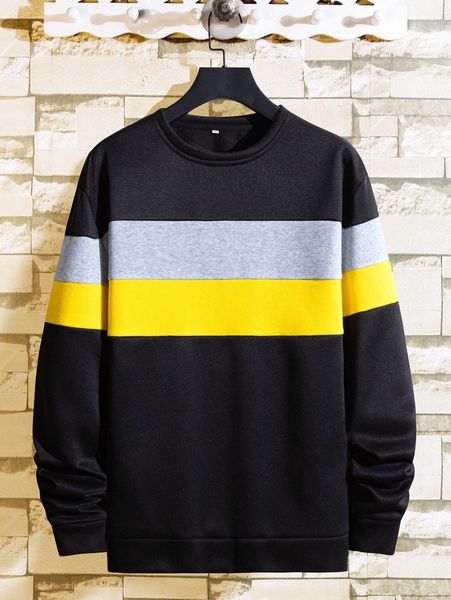 

men color block pullover g9ng#, Black