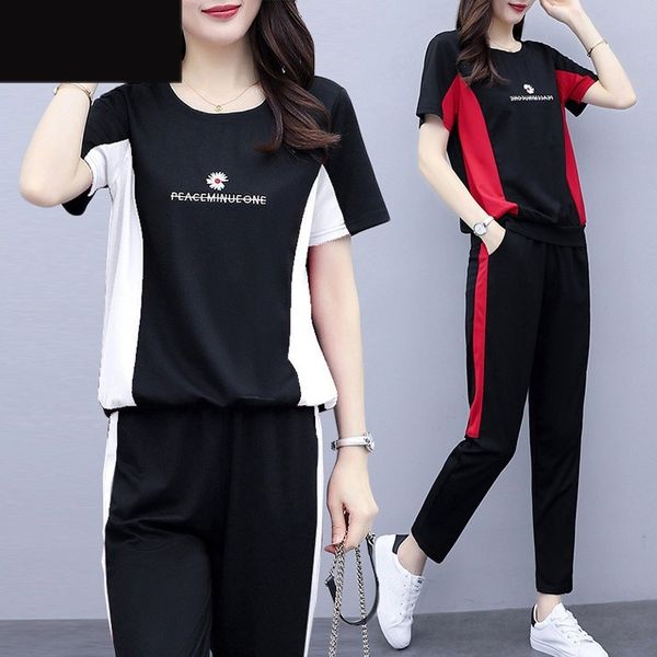 

2020 summer new large size women's clothing fat mm plus plus big show summer two-piecenew two-piecethin daisy color matching casual sui, Gray