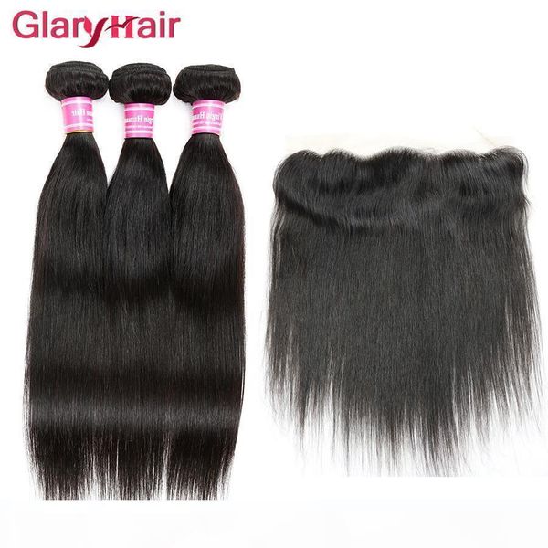 

brazilian virgin hair lace frontal closure straight hair bundles lace closures remy human hair extensions with lace frontal closure 13x4, Black;brown