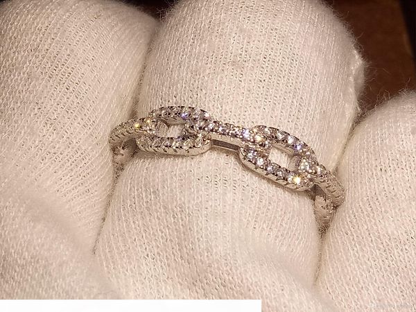 

wholesale uspecial 2018 selling luxury jewelry pure 100% 925 sterling silver pave white sapphire cz women wedding chain band ring, Slivery;golden