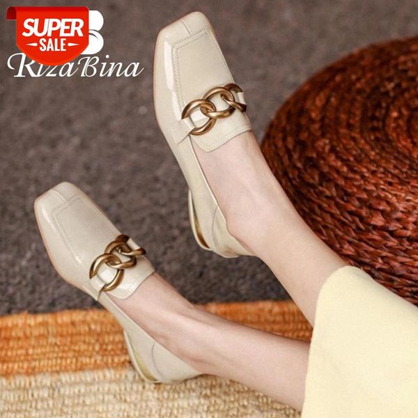 

rizabina size 33-40 women shoes genuine leather metal chain women spring shoes fashion cool party footwear #l00t