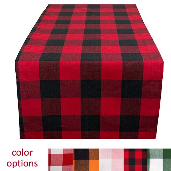 

check pattern print christmas decorations home decoration cloth table runners mat set for party l, Black