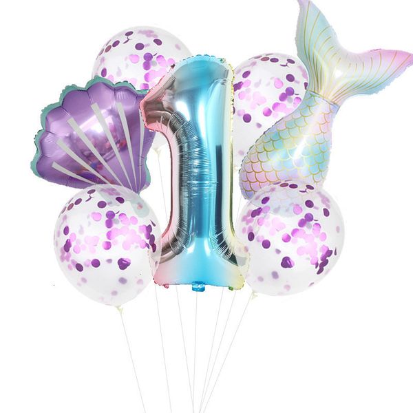 

kids 7 pcs/lot mermaid balloon figure 0-9 aluminum foil birthday party balloons 2 n87qv