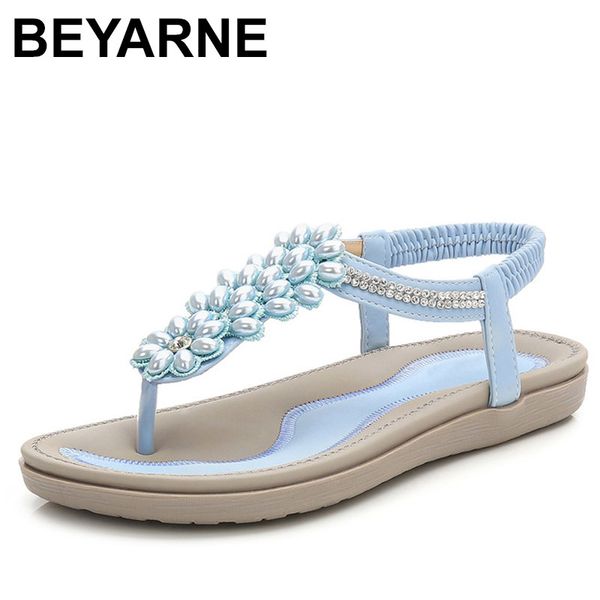 

beyarnes fashion women beach flip flops sandals beading ladies teenslippers women summer shoes breathable comfortable sandalen, Black