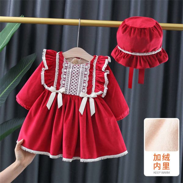 

autumn and winter plush baby girl princs skirt children's new year's drs, Red;yellow