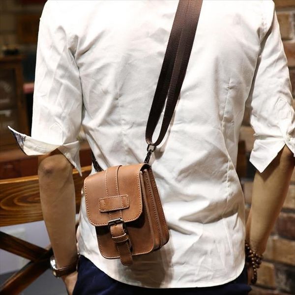 

crazy horse pu leather mens waist bag travel fanny pack belt loops hip bum bag wallet purses phone pouch