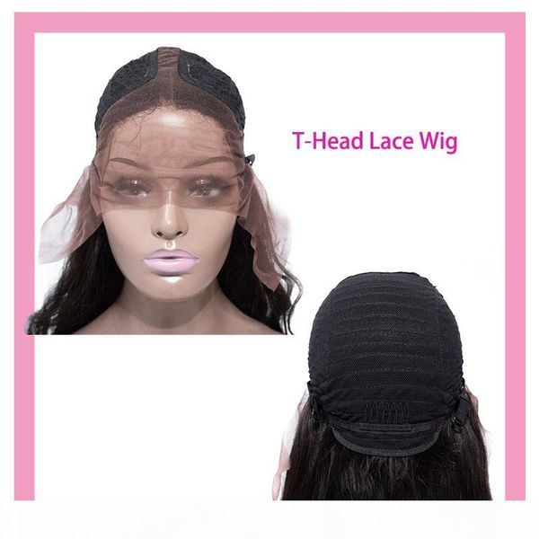 

indian virgin human hair t-head lace front wig silky straight natural color t-head lace front wig hair products, Black;brown
