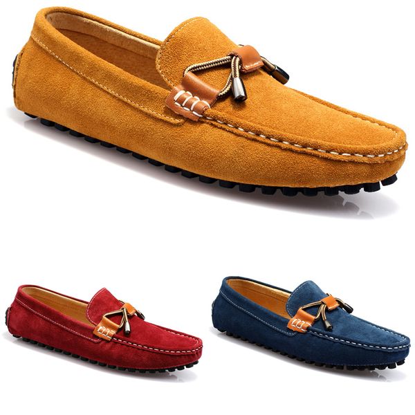 

non-brand men british peas shoes leather casual fashion breathable dark blue red yellow brown lazy overshoes 38-44