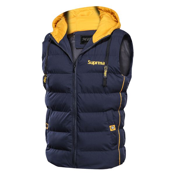 

negizber 2019 new winter vest men fashion hooded thick warm sleeveless coats vest men casual waistcoat clothing, Black;brown