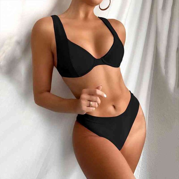 

womens swimsuit female bikini set push up bikini high waisted swimwear women bathing suit swimming suits beachwear, White;black