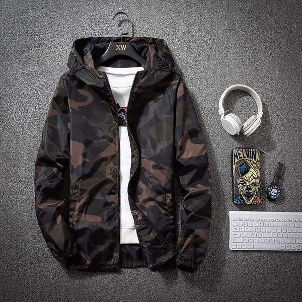 

camouflage lightweight jackets men hooded slim fit long sleeve zipper coat army tactical military jackets men clothing 2020 1027, Black;brown