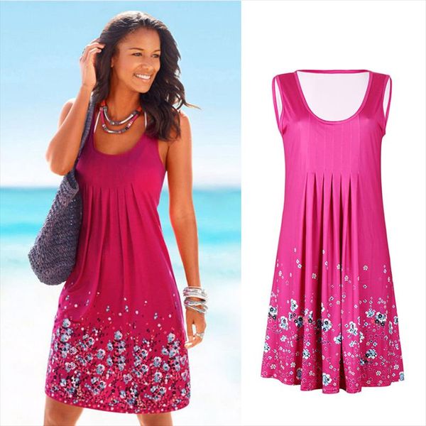 

women dress 2021 new arrival rose print sleeveless summer dress o neck casual loose mini chiffon dresses vestidos, Black;gray
