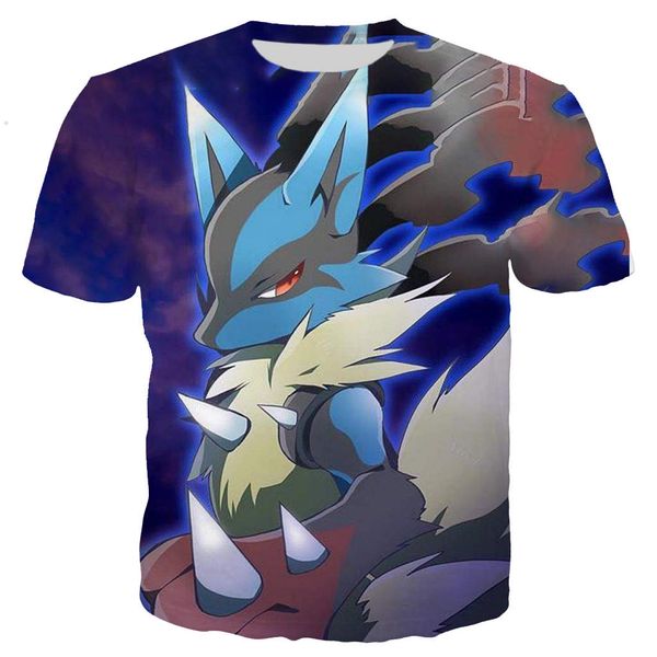 

new cool anime lucario 3d print shirts graphic kawaii plus size men clothing
