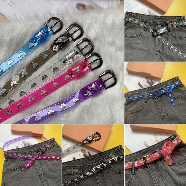 

new pvc fashion laser waist belts butterfly ladies shin bright candy color print belts women dress pants waistband, Black;brown