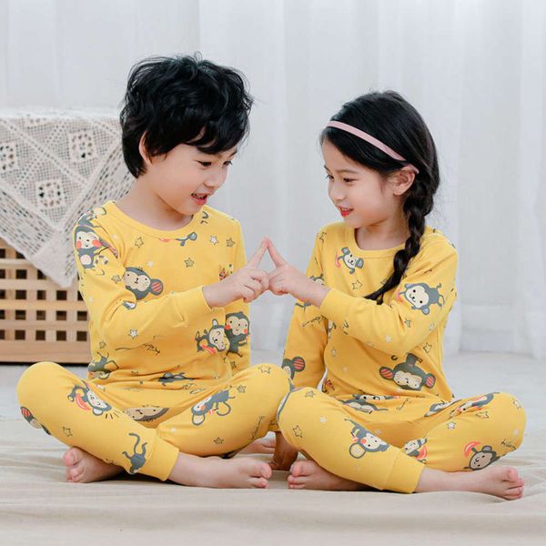 

warm underwear set pure girls' boys' pajamas middle school children's cotton sweater cloth autumn pants home45py, Blue;red