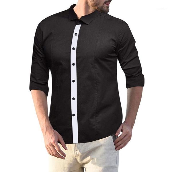 

mens autumn dress shirt long sleeve casual basic black fit silm shirt bussiness mens clothing patchwork camisas hombre1, White;black