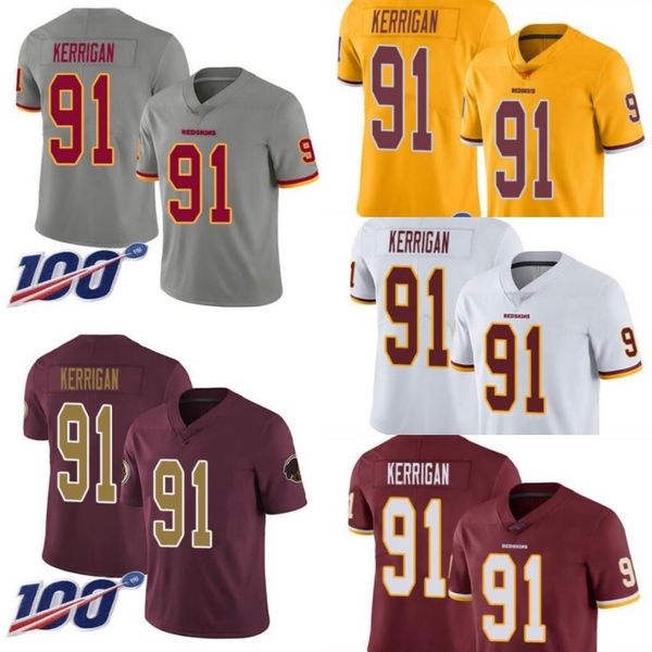 

washington redskins men #91 ryan kerrigan women youth nfl 100th jersey, Black;red