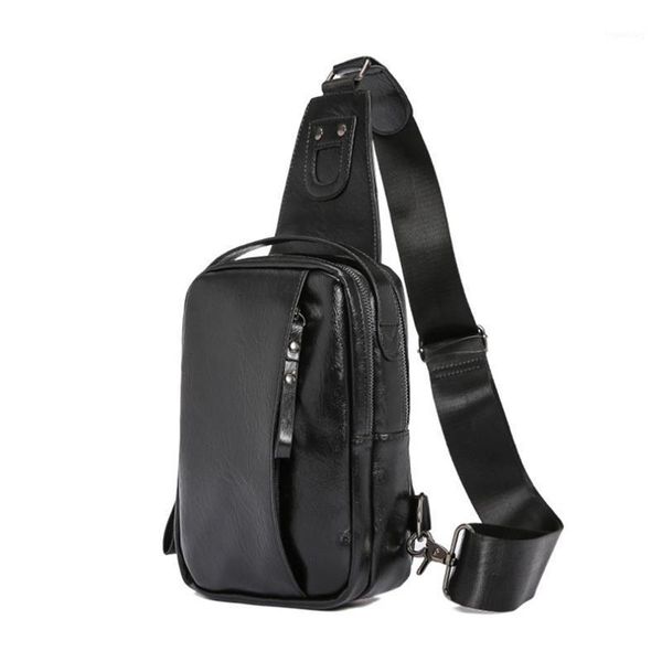 

waist bags fashion pu leather sling chest bag for men crossbody men's casual travel shoulder handbags pack1