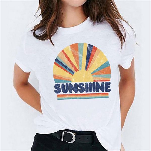 

t shirt for women striped cartoon cute printing 90s fashion ladies print lady t shirts womens graphic female tee shirt, White