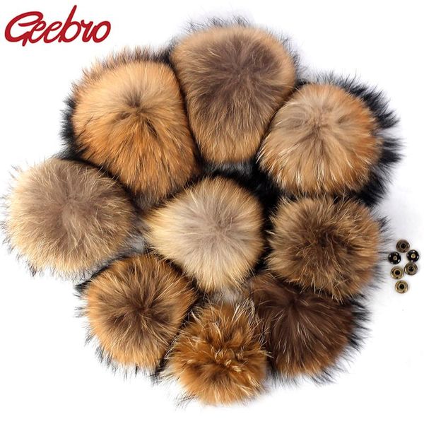 

beanie/skull caps geebro diy pompon 11-16cm 18cm 20cm raccoon fur pom poms balls for knitted hat cap beanies and scarf real pompoms, Blue;gray