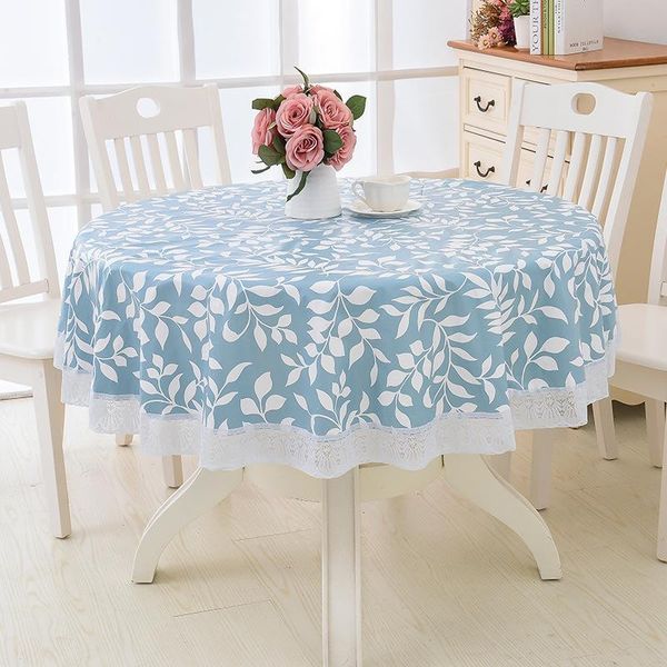 

flower style round table cloth pastoral pvc plastic kitchen tablecloth oilproof decorative elegant waterproof fabric table cover
