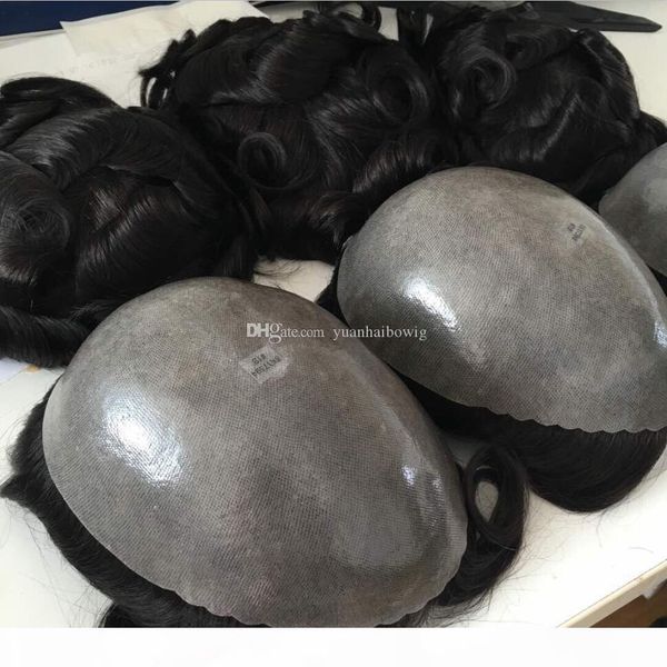 

full thin skin men toupee black color 1b# 32mm wave brazilian human hair kinky afro curl full pu replacement for men ing