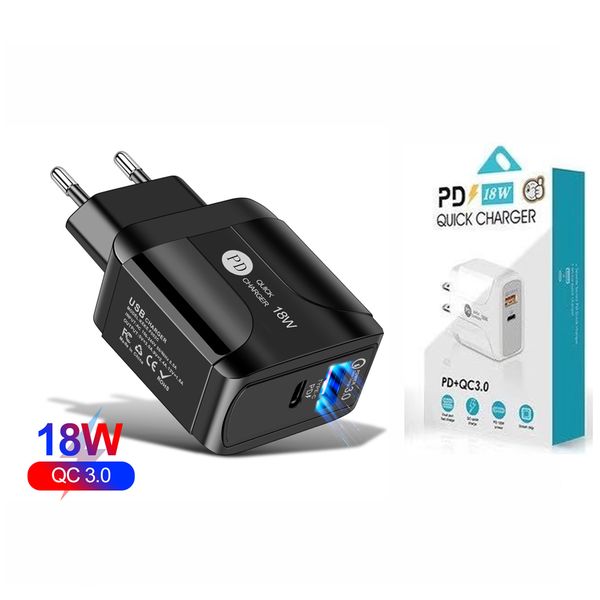 

usb pd 18w quick charge 3a qc 3.0 mobile phone chargers usb type c for eu us uk socket