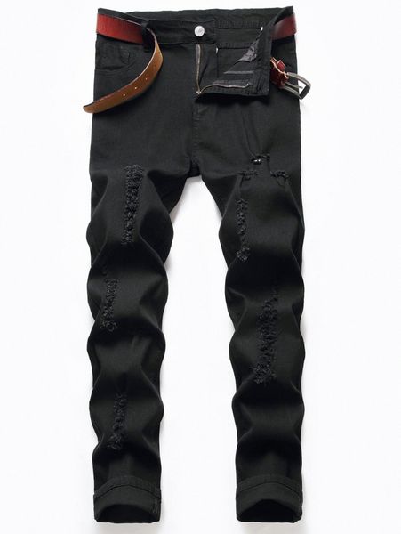 

romwe guys washed ripped jeans a8zc#, Blue