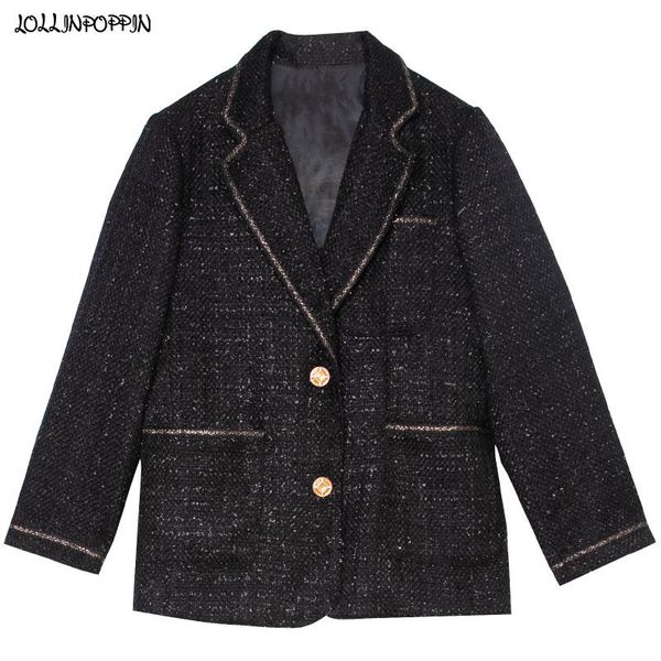 

men's suits & blazers british style men tweed suit jacket notched lapel 2021 autumn winter two-buttons single breasted male casual blac, White;black
