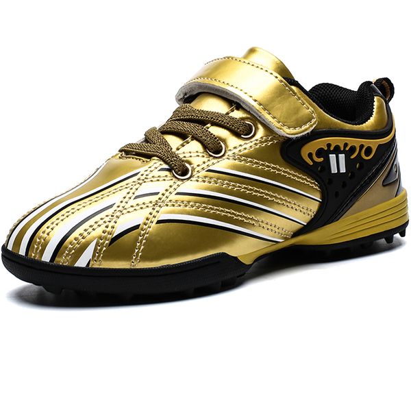 

leather waterproof cleats kids soccer boys sneakers girls football outdoor children trainer shoes foot, Black