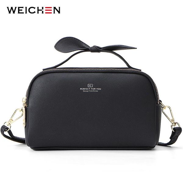 

weichen new 2 zipper layers women handbag soft leather ladies bow design shoulder bags female messenger crossbody bag bolsa sac