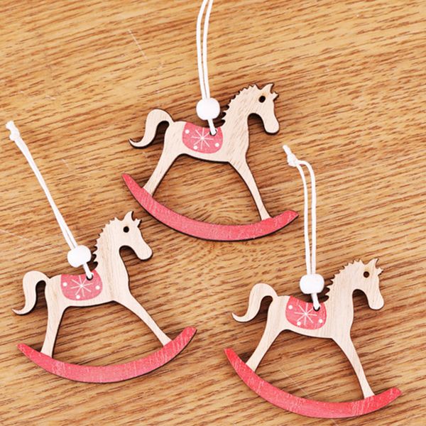 

color painted pendant elk horse small decoration crafts wooden hanging christmas