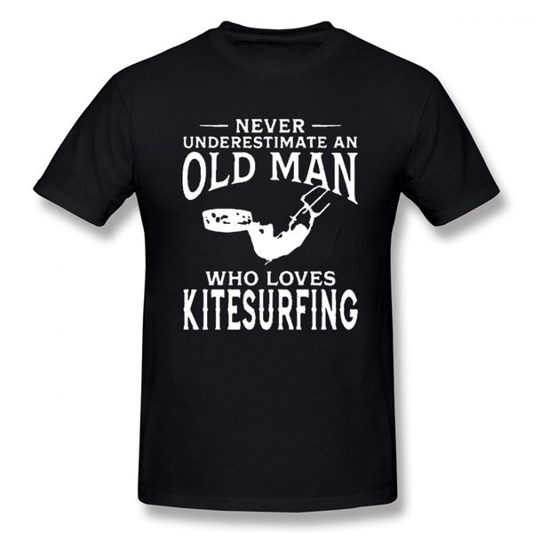 

sport never underestimate an old man who loves kitesurfing mens funny t shirt unique gift present windsurfing heartbeat t-shirt