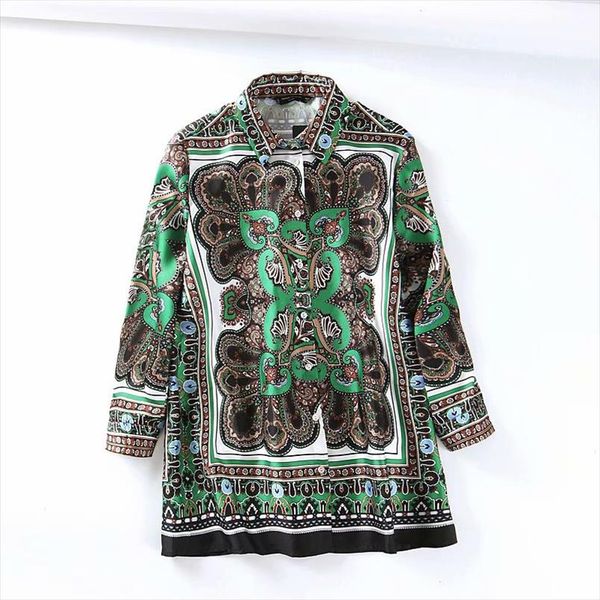 

урожай женщины цветочных печати блузка рубашка 2019 кутюр зеленый богемных топ вечеринка девушка случайная красные рубашки boho вершина femm, White