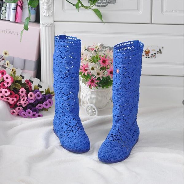 

2020 women's summer boots high cut hollow lace boots ladies spring and summer fashion hollow hole shoes woven mesh1, Black
