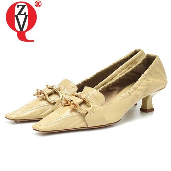 

zvq genuine leather woman pumps 4.5cm mid heels women's shoes apricot beige black shoes fashion woman 2020 spring pumps