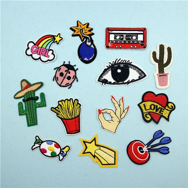 

fashion embroidered patches for clothing bags shoes hats accessories diy patches dreamcatcher rainbow plant animal patch, Black