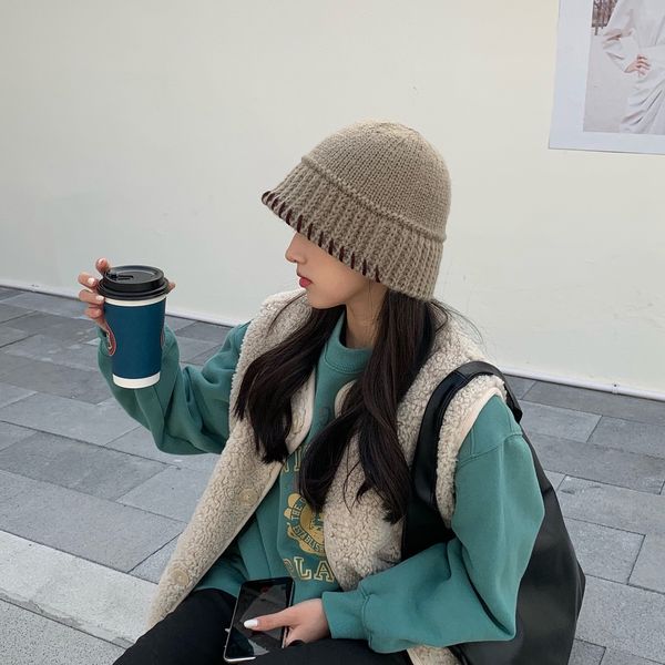 

ai39 vcv knitted hat designer champion winter bonnet skull beanie fedora gorro warm thick hats skiing men women for fashion beanies, Brown;gray