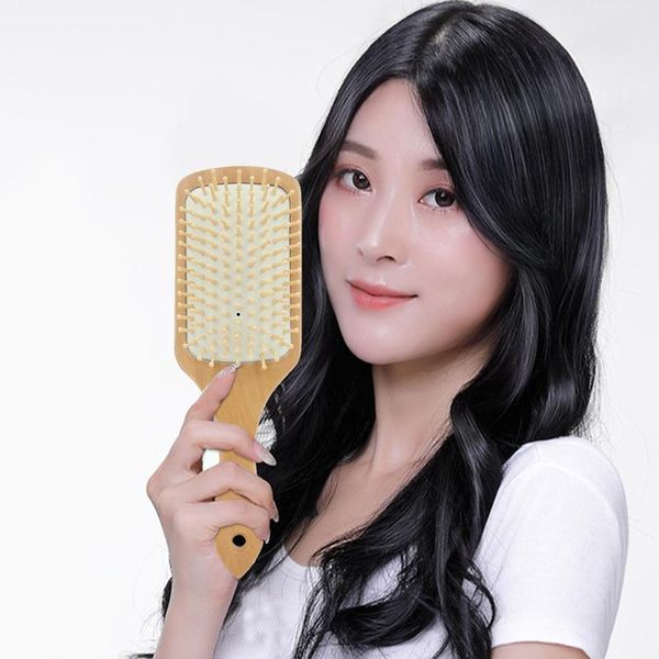 

1pc wood healthy massage anti-static air cushion brush hair growth bamboo comb hair massage sca bbyfyi, Silver